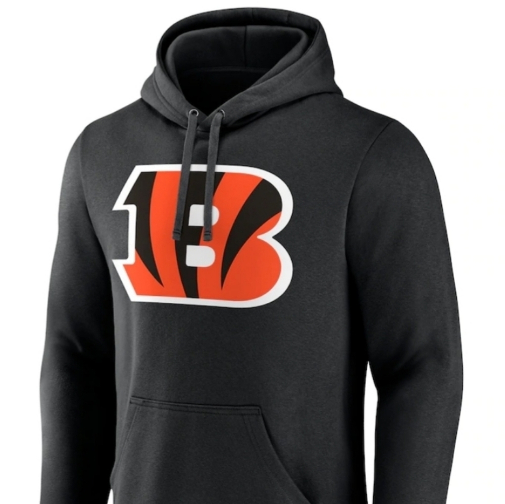 Cincinnati Bengals Football Team Hoodie Sweatshirt Black & Orange w White‎